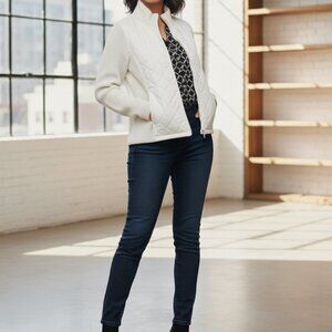 Croft & Barrow White Ribbed Knit Sweater Jacket